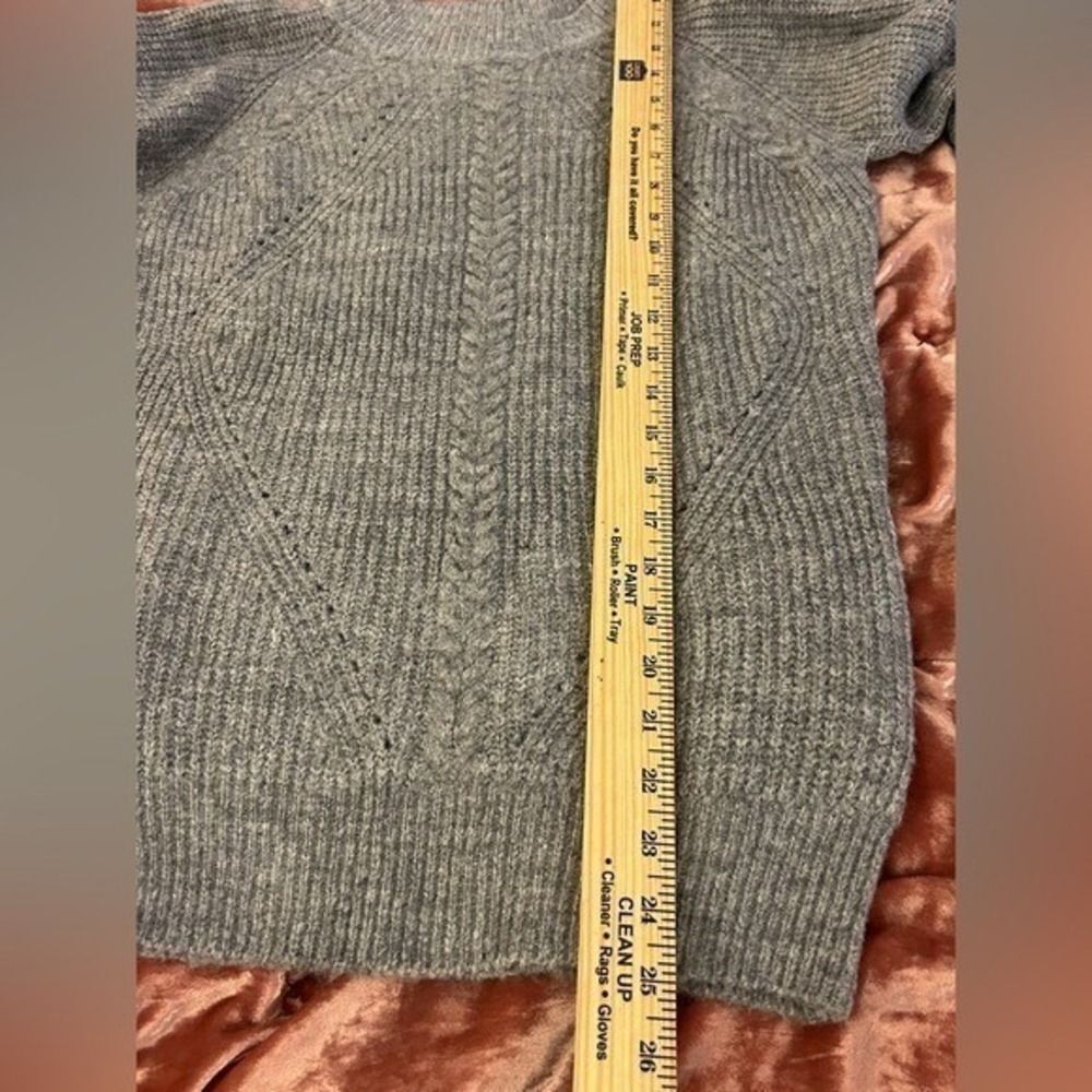 Cottagecore Grey Cable Knit Sweater Medium Coastal Grandma Academia - Picture 7 of 8